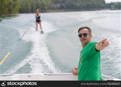close up of teacher during wakeboarding class
