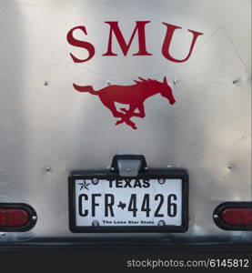 Close-up of Texas license plate with logo on a car, Park Cities, Dallas County, Texas, USA