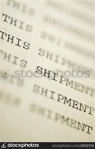 Close-up of text on a sheet of paper