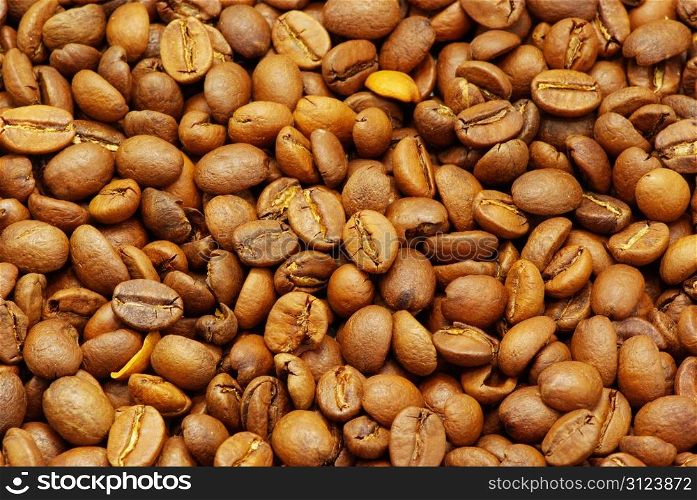 Close up of the aromatic coffe beans