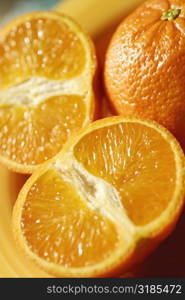 Close-up of the cross section of oranges