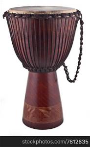 Close up of the djembe isolated on white background