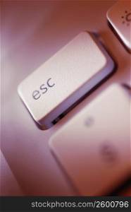 Close-up of the escape key on a computer keyboard