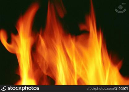 Close-up of the flames of a log fire
