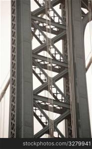 Close up of the girders of the Manhattan Bridge in Manhattan, New York City, U.S.A.