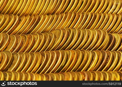 Close up of the golden coin stacks