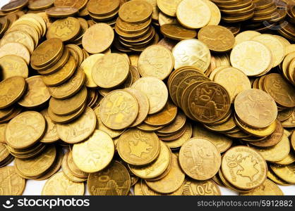 Close up of the golden coin stacks