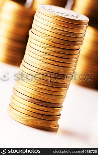 Close up of the golden coin stacks