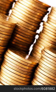 Close up of the golden coin stacks