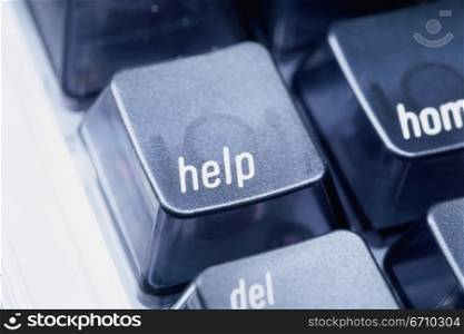 Close-up of the help key on a computer keyboard