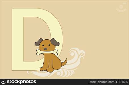 Close-up of the letter D with a dog