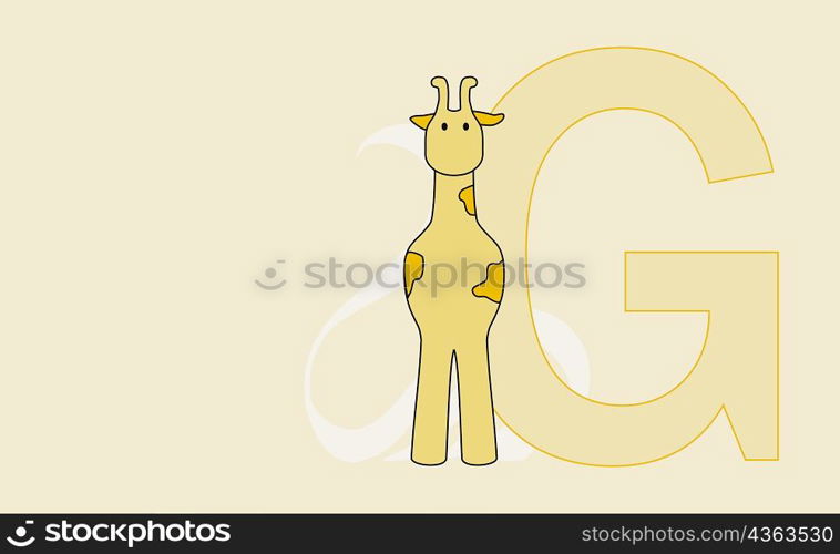 Close-up of the letter G with a giraffe