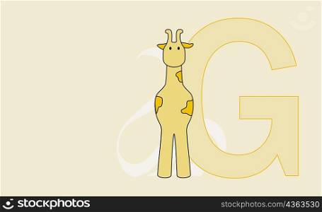 Close-up of the letter G with a giraffe