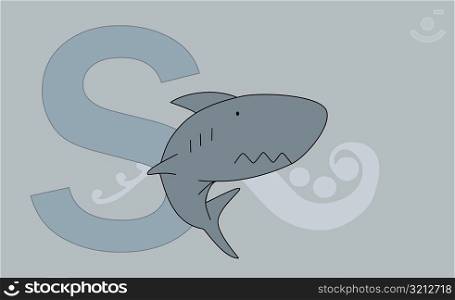 Close-up of the letter S with a shark