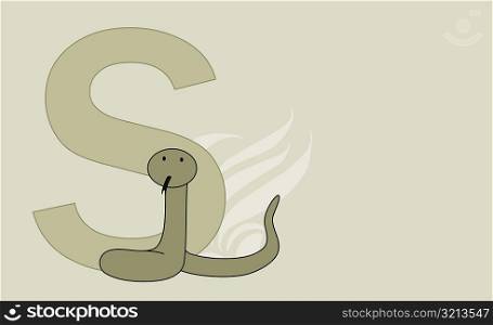 Close-up of the letter S with a snake