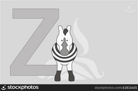 Close-up of the letter Z with a zebra