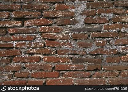 Close-up of the surface of a brick wall