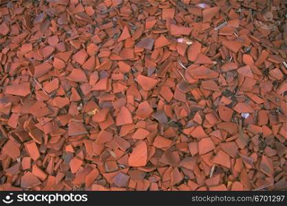 Close-up of the surface of pieces of terracotta