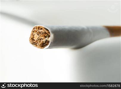 Close up of the tobacco inside a cigarette