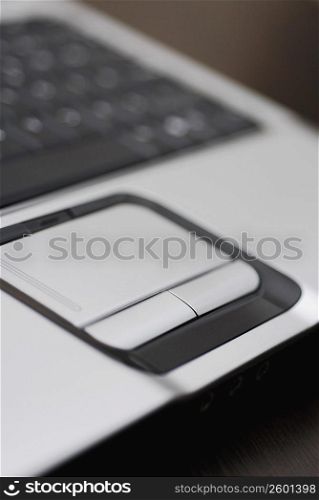 Close-up of the touchpad of a laptop