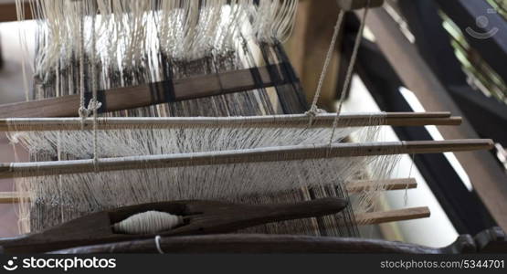 Close-up of threads on a loom, Luang Prabang, Laos