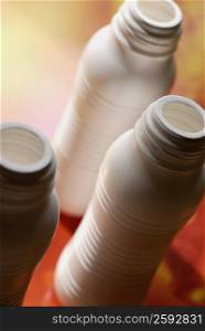 Close-up of three bottles