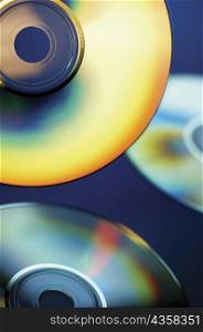 Close-up of three CDs