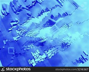 Close-up of three-dimensional pattern on a blue background