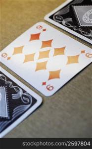 Close-up of three playing cards