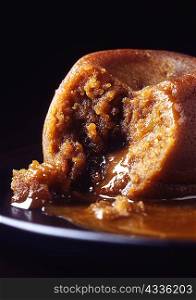 Close up of toffee pudding
