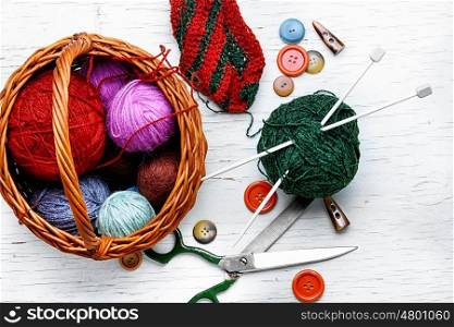 Close-up of tool knitting
