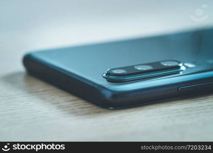 Close up of triple lens of a smartphone