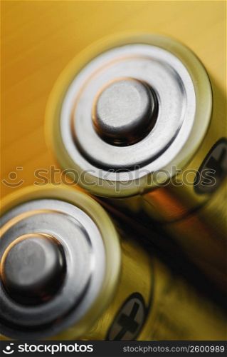 Close-up of two batteries