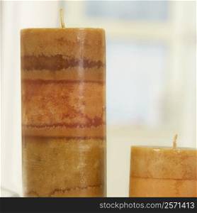 Close-up of two candles