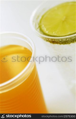 Close-up of two glasses full of liquid