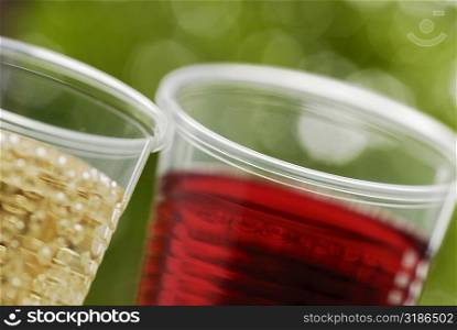 Close-up of two glasses of soda