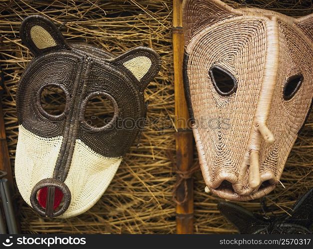 Close-up of two masks, Old Panama, Panama City, Panama