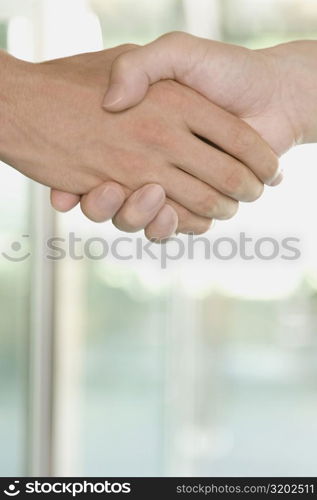 Close-up of two people shaking their hands