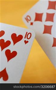 Close-up of two playing cards