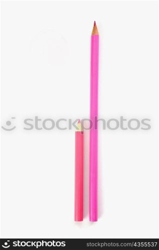 Close-up of two sharpened pencils