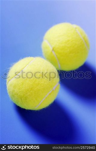 Close-up of two tennis balls