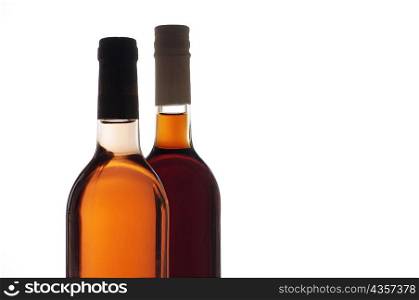 Close-up of two wine bottles