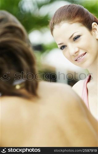 Close-up of two young women face to face