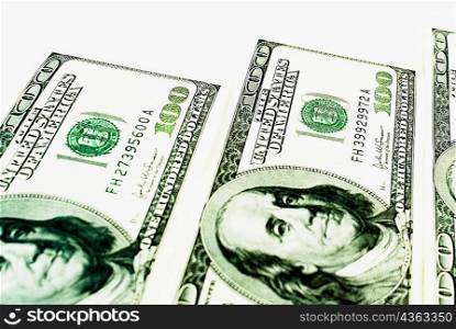 Close-up of US dollar banknotes