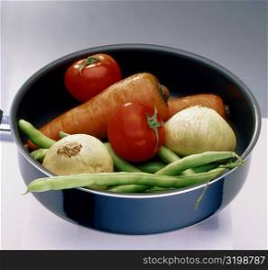 Close-up of vegetables in a frying pan