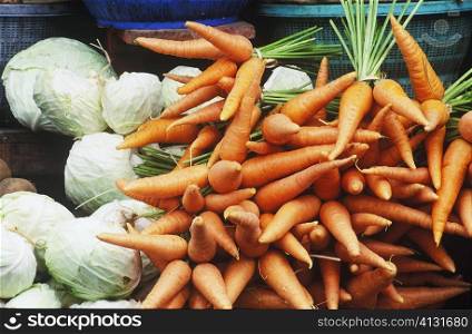 Close-up of vegetables in a market stall, Bali, Indonesia