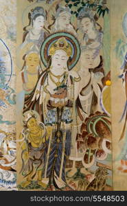 Close-up of wall mural, Dunhuang, Jiuquan, Gansu Province, China