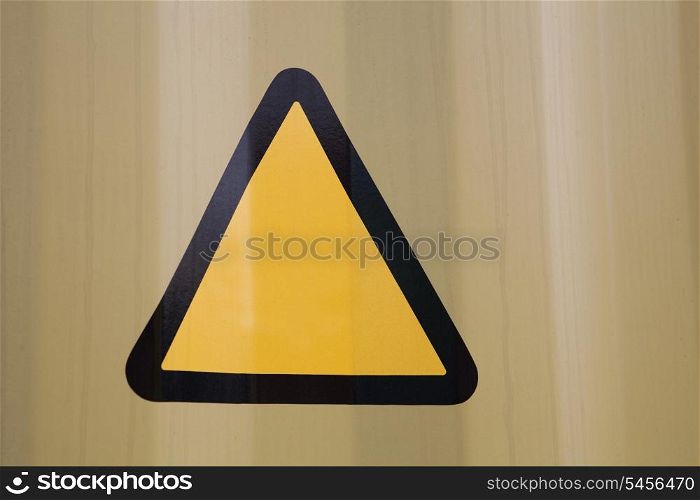 Close-up of warning triangle