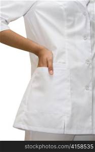Close up of White doctors coat isolated on white
