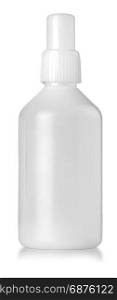 Close up of white plastic bottle on white background with clipping path